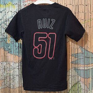 Philadelphia Phillies Carlos Ruiz 51 100% Cotton Majestic T-Shirt, Black, Small